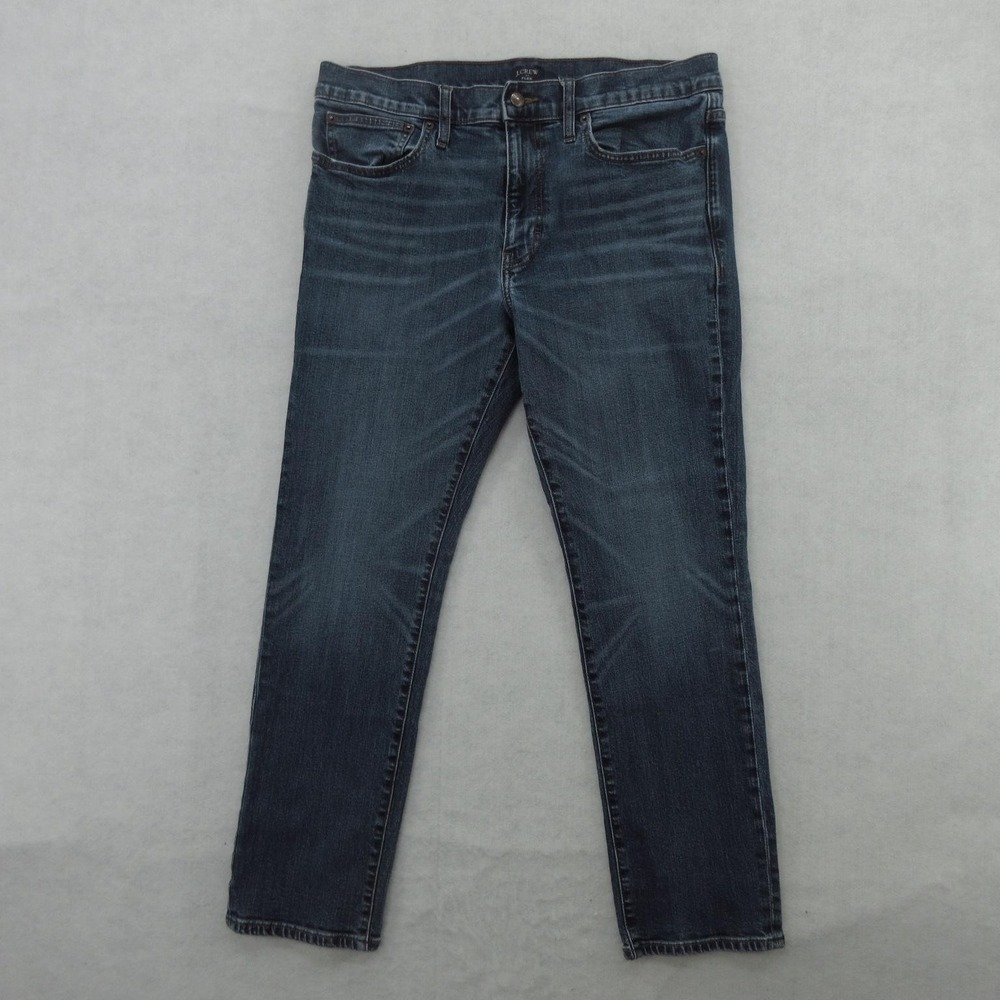 J Crew Flex Straight Jeans Mens 34x28 Blue Stretch Denim Straight Leg